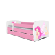 Babydreams juniorseng m. fe med vinger, m. madras, sengehest, skuffe - hvid/lyserd laminat (160x80)