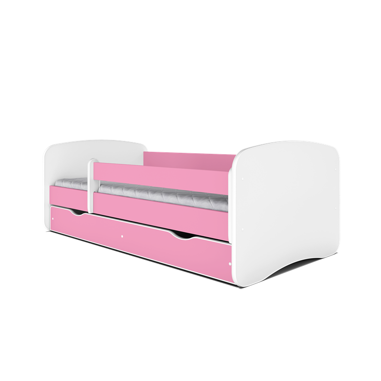 Babydreams juniorseng, m. madras, sengehest, skuffe - hvid og lyserd laminat (180x80)