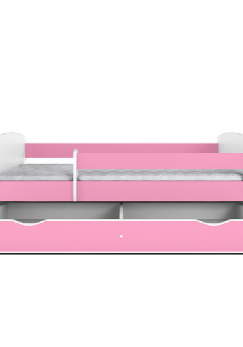 Babydreams juniorseng fe/sommerfugle, m. madras, sengehest, skuffe - hvid/lyserd laminat (180x80)