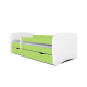 Babydreams juniorseng, m. madras, sengehest, skuffe - hvid og grn laminat (140x70)
