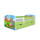 Babydreams juniorseng med safari dyr, m. madras, sengehest, skuffe - hvid/grn laminat (140x70)