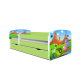 Babydreams juniorseng med safari dyr, m. madras, sengehest, skuffe - hvid/grn laminat (140x70)