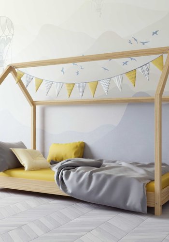 Bella juniorseng, uden madras - natur fyrretr (180x80)