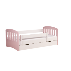 Classic 1 juniorseng, m. madras, sengehest, skuffe - hvid og lyserd laminat og MDF (180x80)