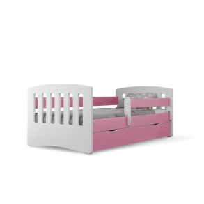 Classic 1 juniorseng, m. madras, sengehest, skuffe - hvid og lyserd laminat og MDF (180x80)