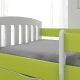 Classic 1 juniorseng, m. madras, sengehest, skuffe - hvid og grn laminat og MDF (140x80)