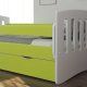 Classic 1 juniorseng, m. madras, sengehest, skuffe - hvid og grn laminat og MDF (180x80)