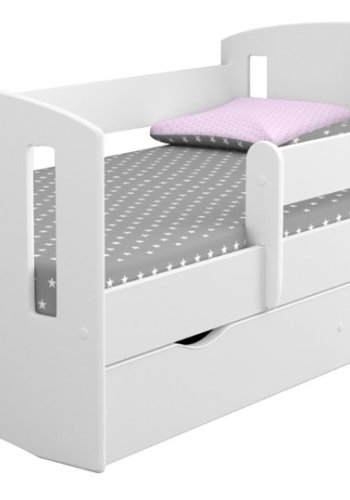 Classic 2 juniorseng, m. madras, sengehest, skuffe - hvid laminat og MDF (160x80)