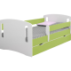 Classic 2 juniorseng, m. madras, sengehest, skuffe - hvid og grn laminat og MDF (180x80)