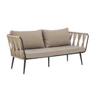 BLOOMINGVILLE Pavone havesofa, m. beigebrune puder - lysebrun polyesterreb og sort metal