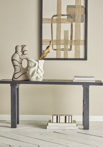 BLOOMINGVILLE Riber bnk, rektangulr - sort genanvendt tr (102x32)