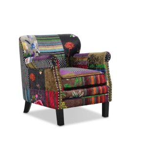 HAGA Leeds lnestol - multifarvet fljl patchwork, m. armln