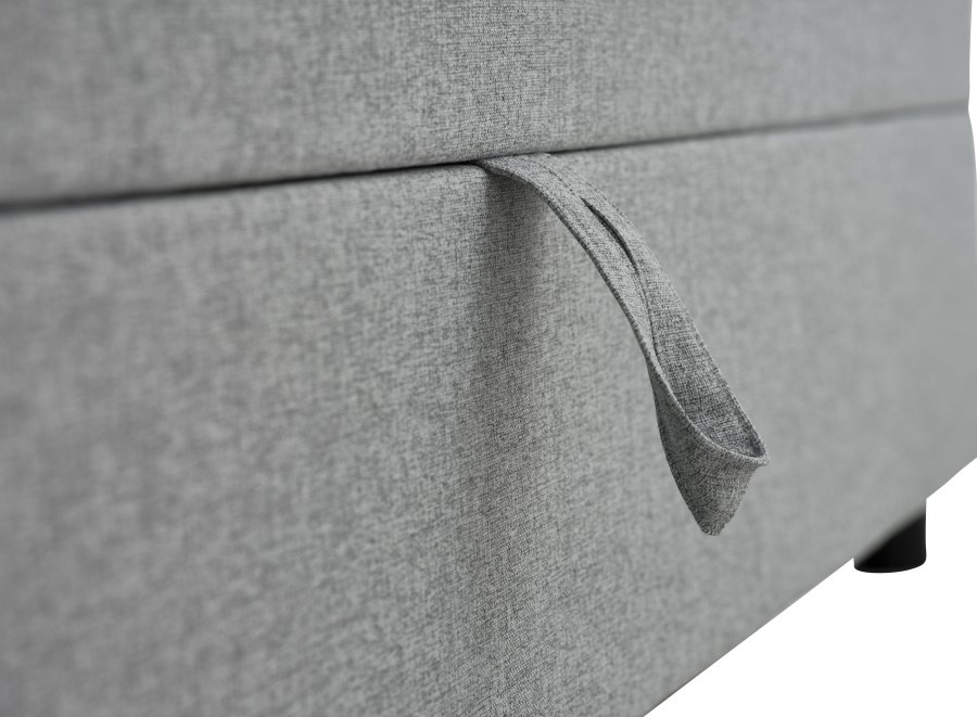 Space Dreams sengebund, m. opbevaring, u. topmadras - lysegr stof og sort tr (200x180)