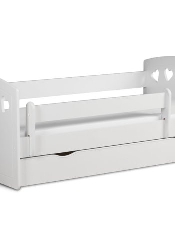 Julia juniorseng, m. madras, sengehest, skuffe - hvid laminat og MDF (180x80)