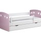 Julia juniorseng, m. madras, sengehest, skuffe - hvid og lyserd laminat og MDF (140x80)