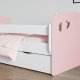 Julia juniorseng, m. madras, sengehest, skuffe - hvid og lyserd laminat og MDF (140x80)