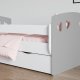 Julia juniorseng, m. madras, sengehest, skuffe - hvid og gr laminat og MDF (160x80)