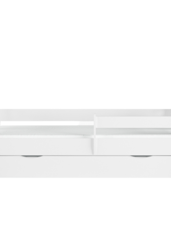 Kacper juniorseng, m. madras, sengehest, skuffe - hvid spnplade og MDF (180x80)