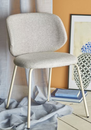 BLOOMINGVILLE Ponte spisebordsstol - gr bouclé polyester og metal