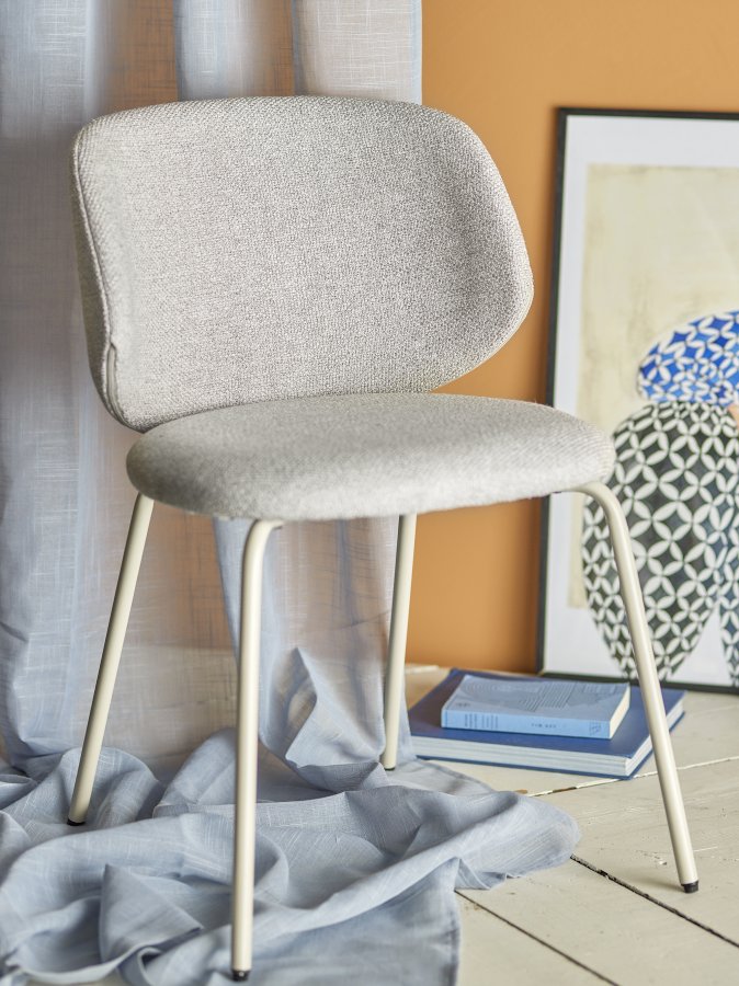 BLOOMINGVILLE Ponte spisebordsstol - gr bouclé polyester og metal