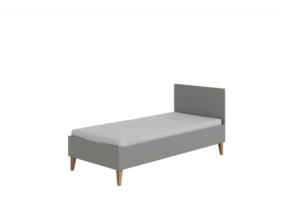 Kubi juniorseng, inkl. lamelbund, uden madras - gr spnplade og eg (180x80)