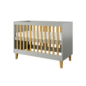 Kubi tremmeseng til baby, uden madras - gr laminat og natur eg (120x60)