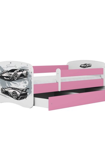 KOCOT KIDS Seng babydreams pink sportsvogn med skuffe med madras 180/80