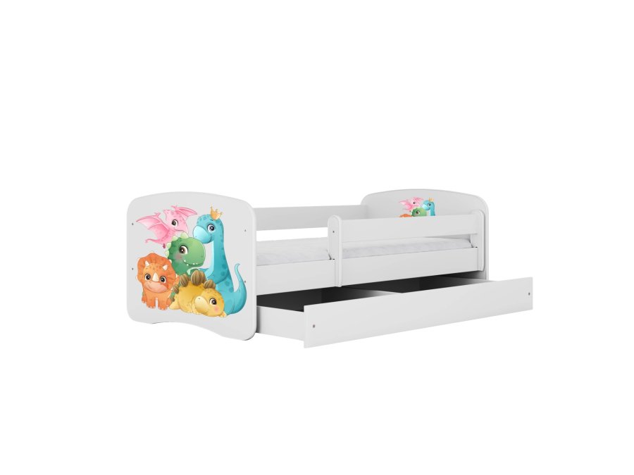 KOCOT KIDS Seng babydreams hvid tiny dinos med skuffe med madras 180/80
