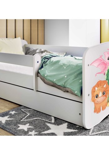 KOCOT KIDS Seng babydreams hvid tiny dinos med skuffe med madras 180/80