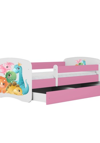 KOCOT KIDS Seng babydreams pink tiny dinos uden skuffe med madras 140/70