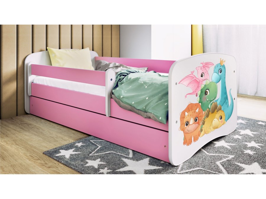 KOCOT KIDS Seng babydreams pink tiny dinos uden skuffe med madras 140/70
