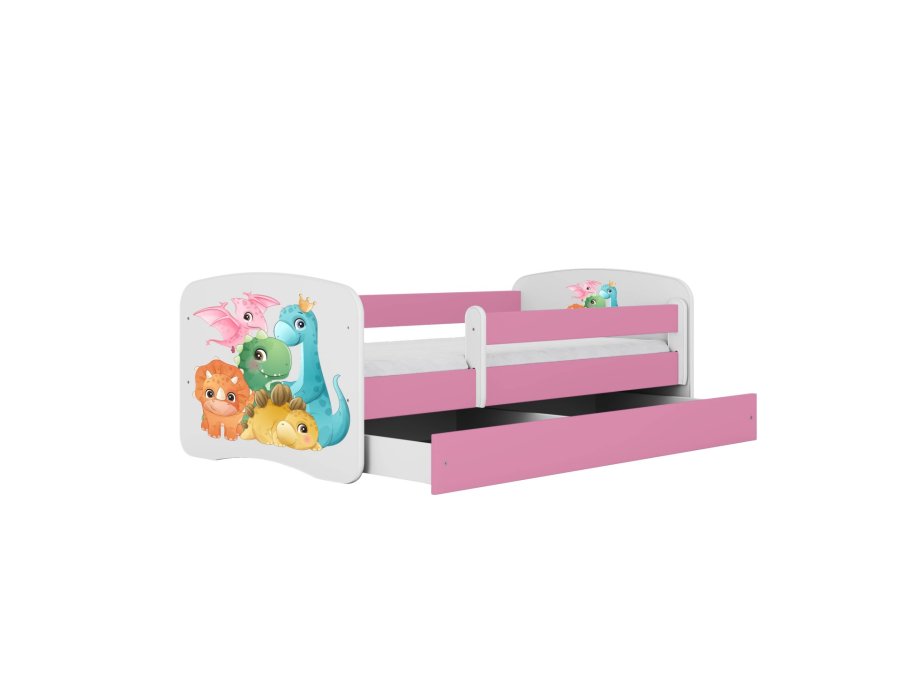 KOCOT KIDS Seng babydreams pink tiny dinos med skuffe med madras 160/80