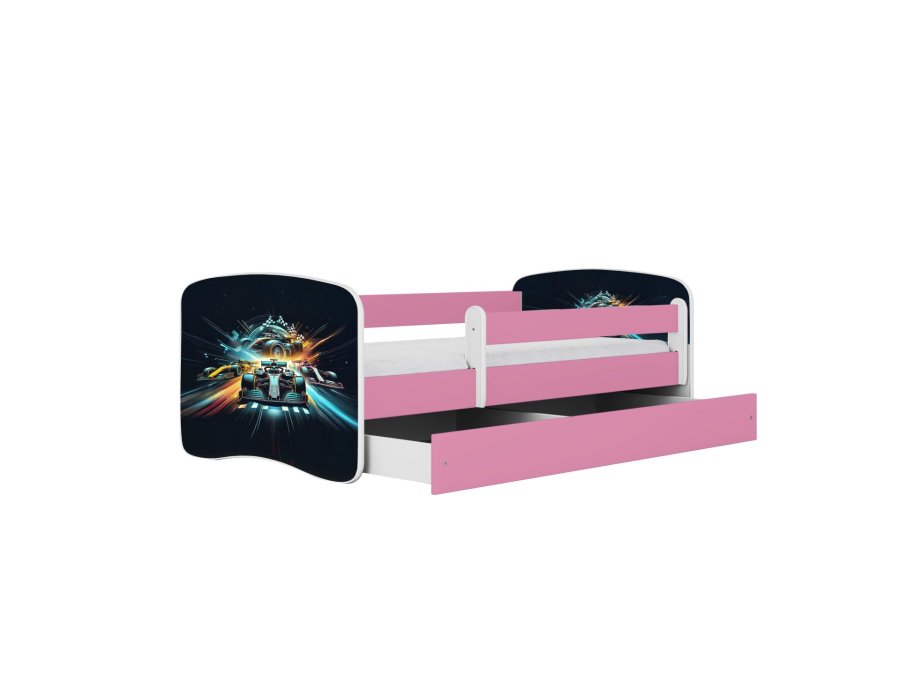 KOCOT KIDS Seng babydreams pink race med skuffe med madras 140/70