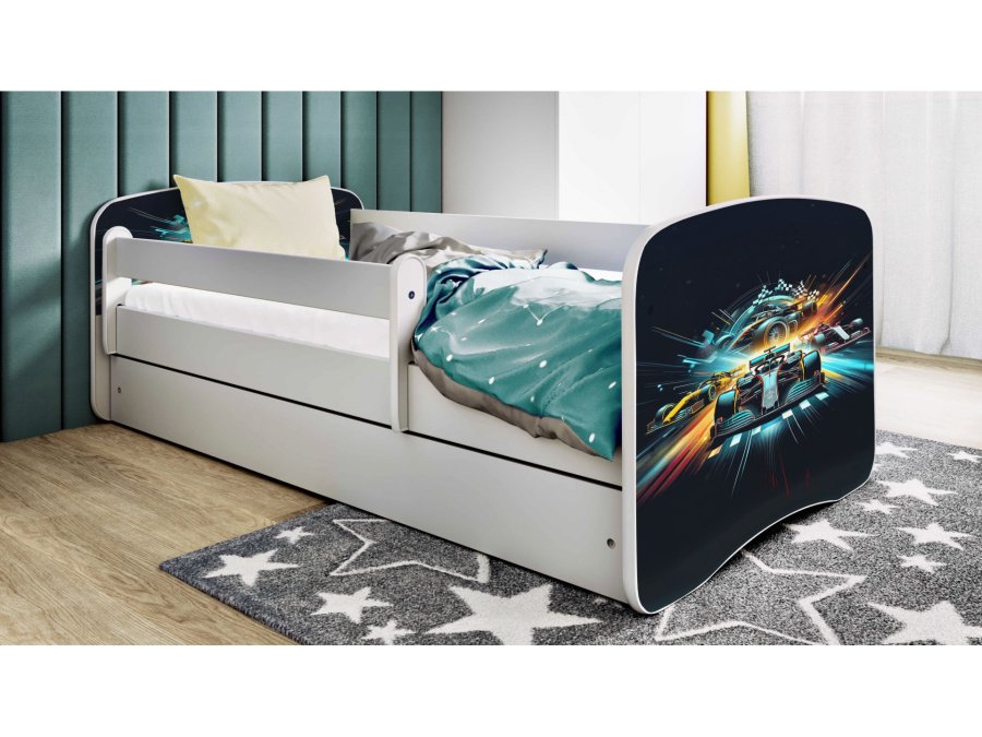 KOCOT KIDS Seng babydreams white race med skuffe med madras 140/70