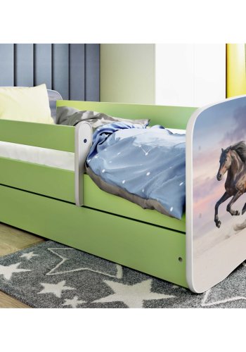 KOCOT KIDS Seng babydreams grn galoperende hest uden skuffe med madras 160/80