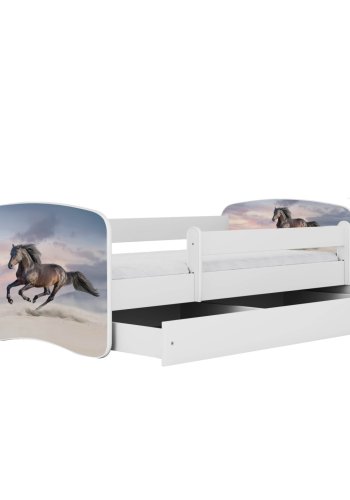 KOCOT KIDS Seng babydreams hvid galopperende hest med skuffe med madras 160/80