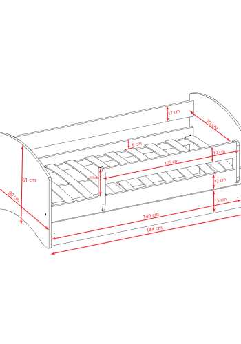 KOCOT KIDS Seng babydreams bl galopperende hest med skuffe med madras 140/70