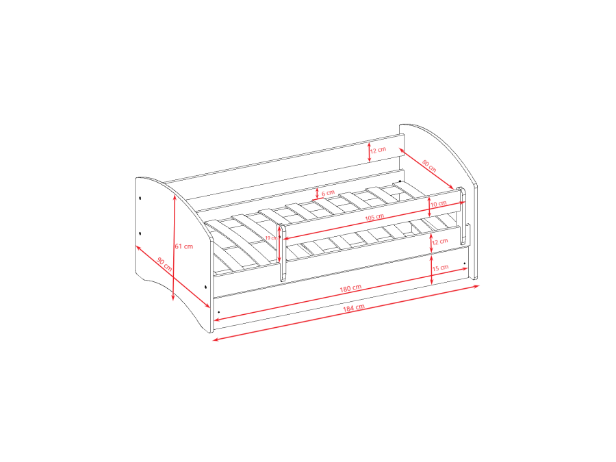 KOCOT KIDS Seng babydreams bl galoperende hest med skuffe med madras 180/80