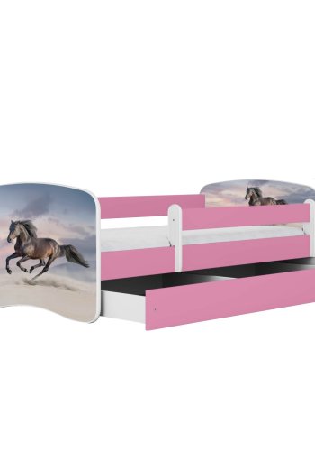 KOCOT KIDS Seng babydreams pink galopperende hest uden skuffe med madras 140/70