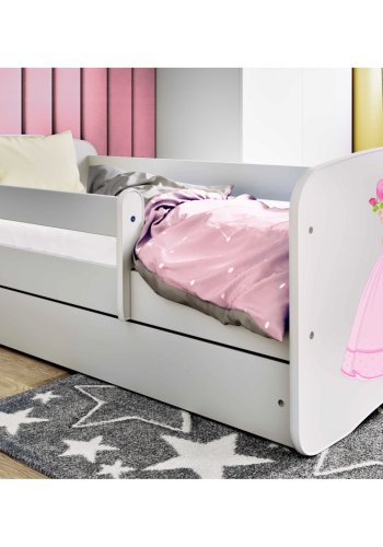 KOCOT KIDS Seng babydreams hvid prinsesse med skuffe med madras 140/70