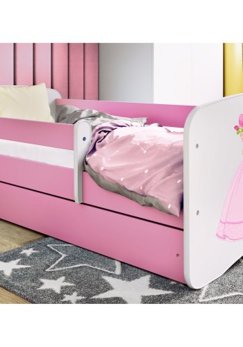 KOCOT KIDS Seng babydreams pink prinsesse uden skuffe med madras 180/80