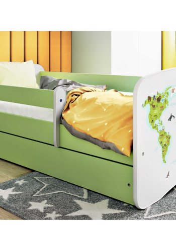 KOCOT KIDS Seng babydreams green map uden skuffe med madras 180/80