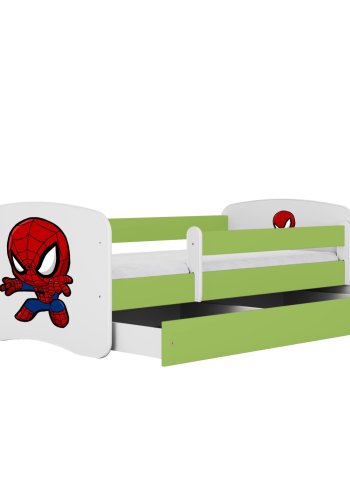 KOCOT KIDS Seng babydreams green spiderman uden skuffe med madras 180/80