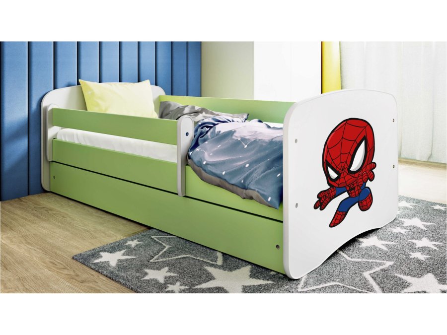 KOCOT KIDS Seng babydreams green spiderman med skuffe med madras 180/80