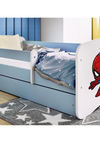 KOCOT KIDS Seng babydreams blue spiderman med skuffe med madras 180/80