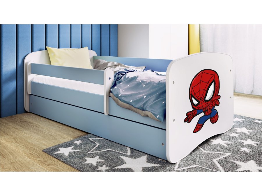 KOCOT KIDS Seng babydreams blue spiderman med skuffe med madras 180/80