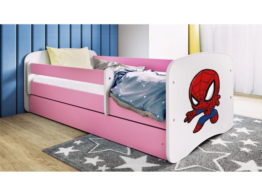 KOCOT KIDS Seng babydreams pink spiderman uden skuffe med madras 180/80