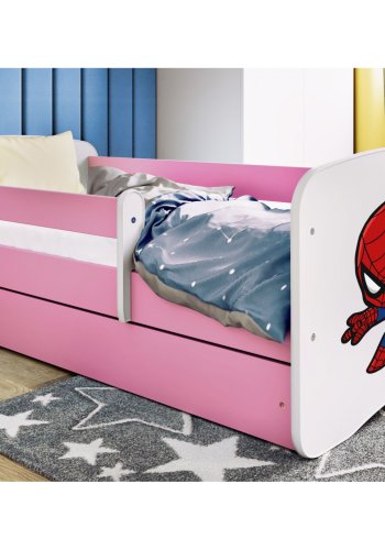 KOCOT KIDS Seng babydreams pink spiderman uden skuffe med madras 140/70