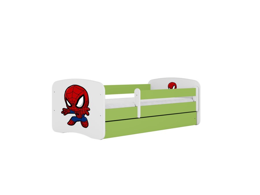KOCOT KIDS Seng babydreams green spiderman uden skuffe med madras 140/70