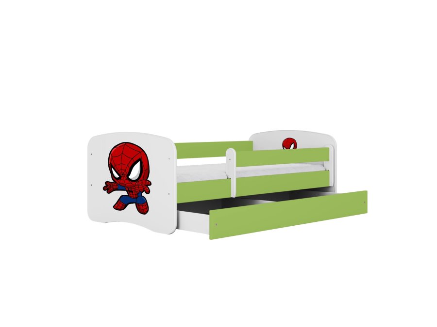 KOCOT KIDS Seng babydreams green spiderman uden skuffe med madras 140/70